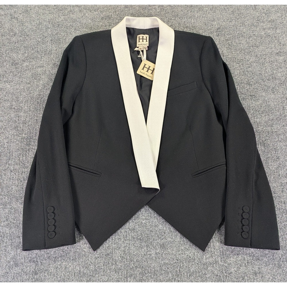 NEW! Haute Hippie Two Tone Tuxedo Blazer Women's Size 4 Black Modern Classy